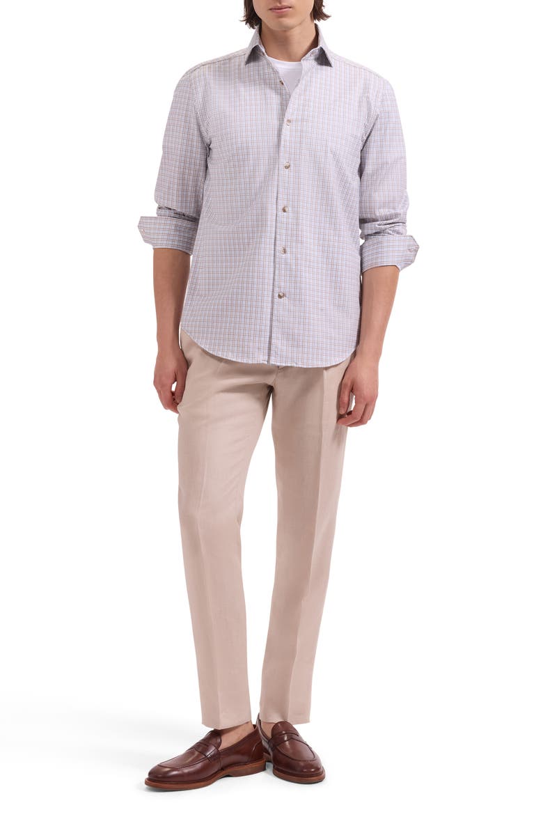 Bugatchi Devon OoohCotton<sup>®</sup> Shadow Plaid Button-Up Shirt, Alternate, color, Sand
