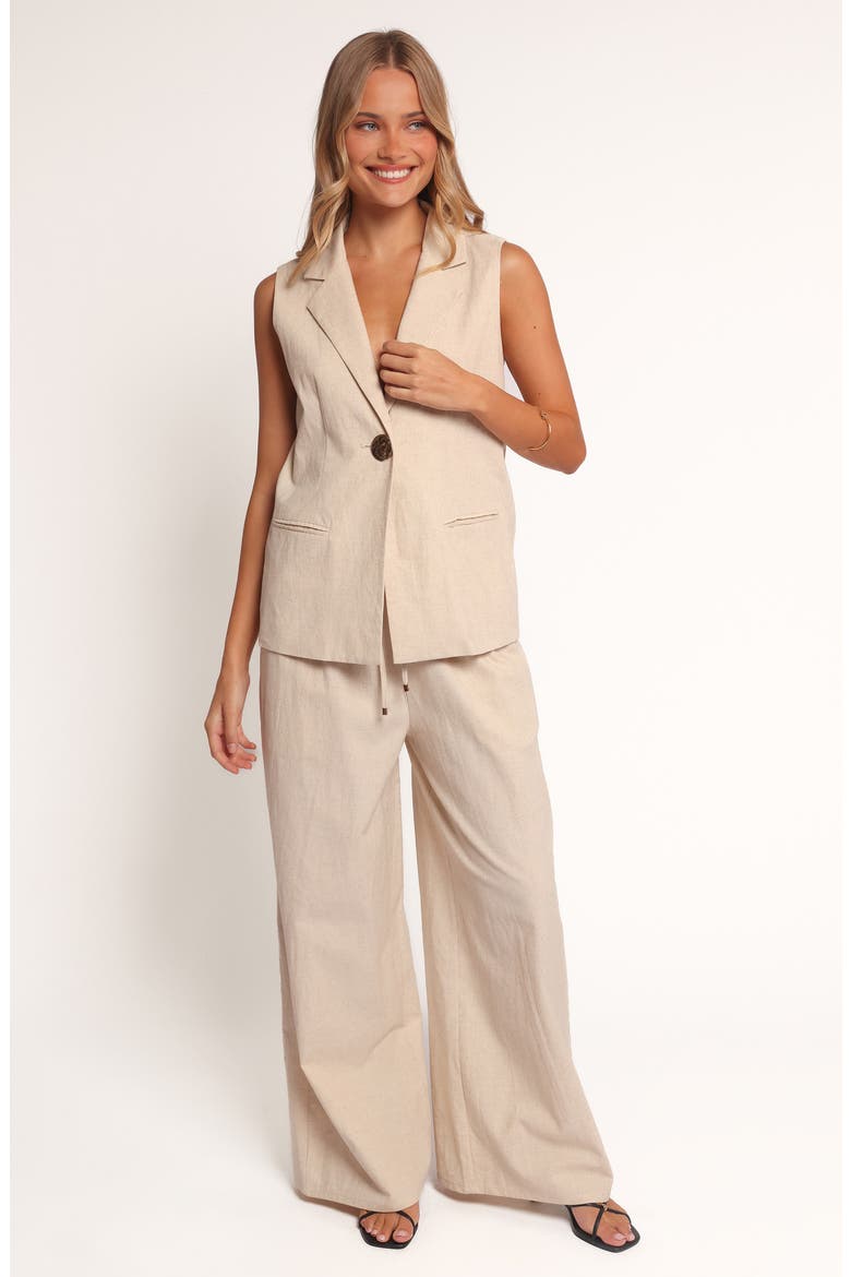 Trula One-Button Cotton & Linen Vest, Alternate, color, OATMEAL