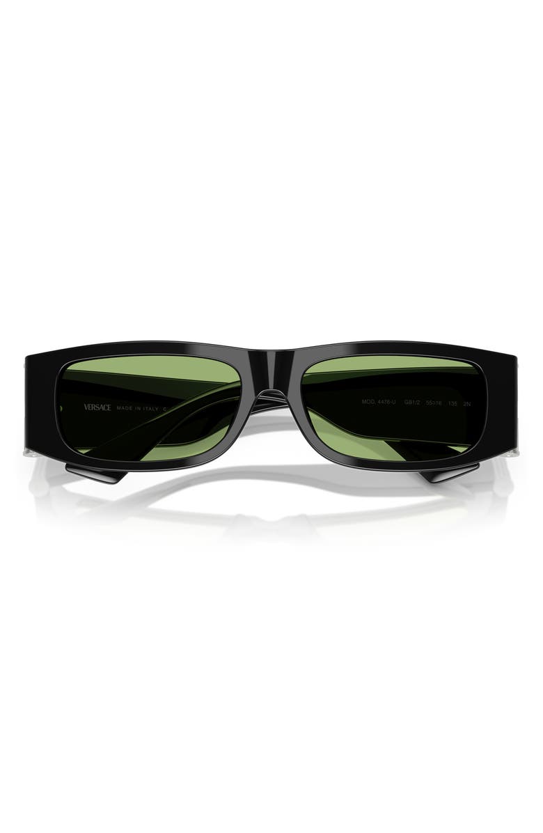 Versace 55mm Rectangular Sunglasses, Alternate, color, Black