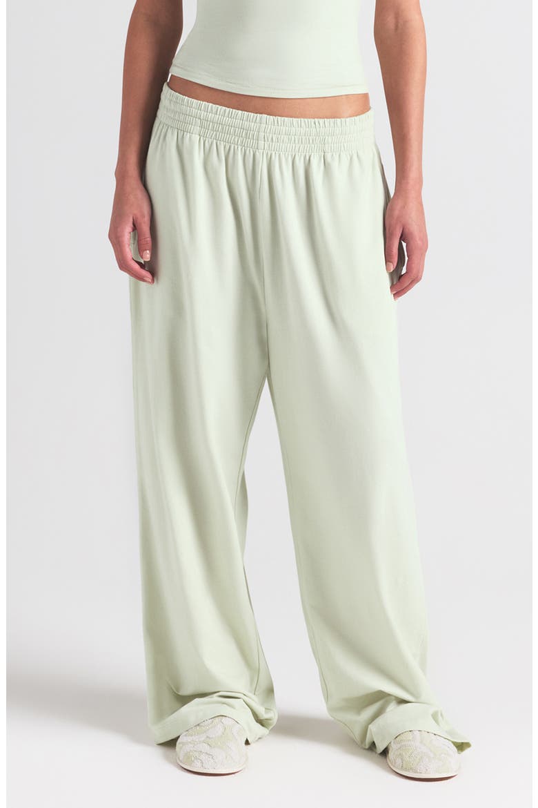Cotton Blend Jersey Wide Leg Pants, Main, color, SPEARMINT