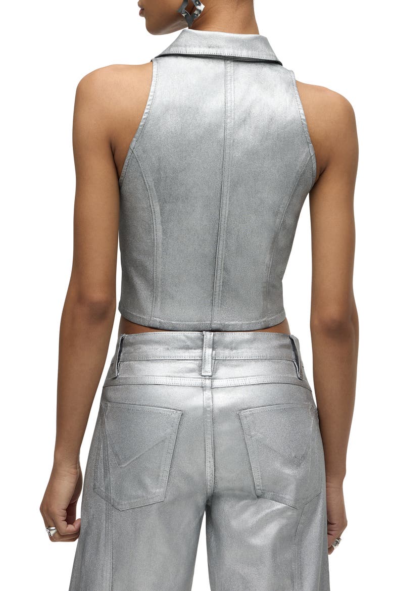 Metallic Halter Vest, Alternate, color, MATTE SILVER FOIL