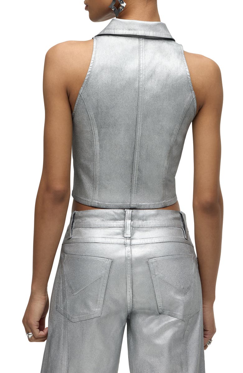 Hudson Jeans Metallic Halter Vest, Alternate, color, Matte Silver Foil