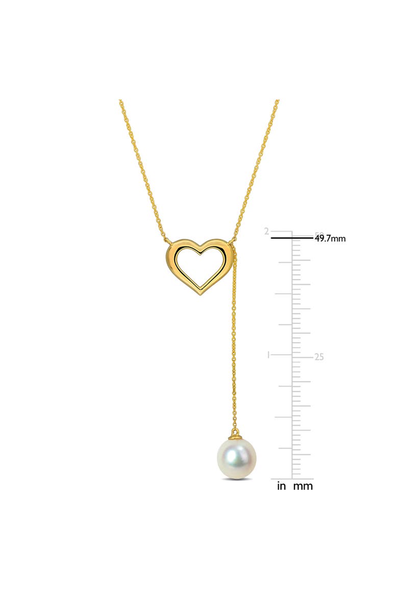 Cultured Pearl Heart Lariat Necklace 10k, Alternate, color, Pearl