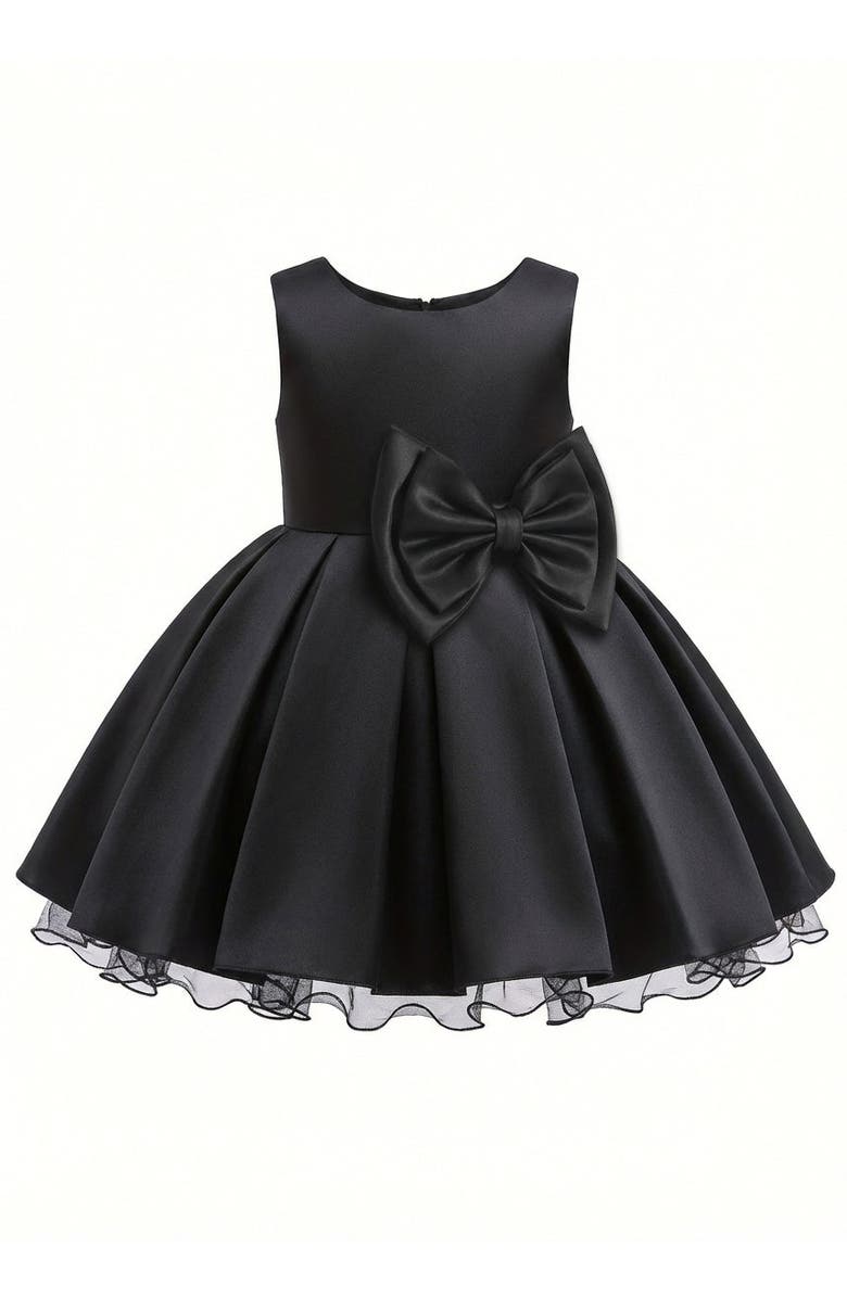 Tulleen Bow Waist Dress, Alternate, color, Black