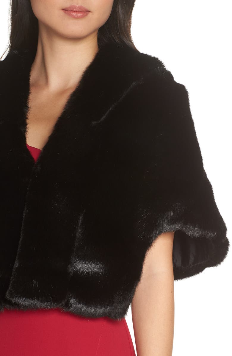 Eliza J Faux Fur Capelet, Alternate, color,