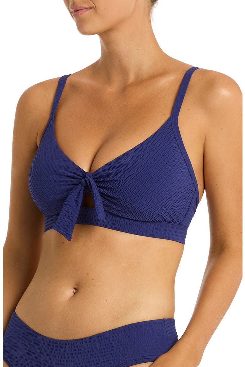 Messina Tie Front DD- & E-Cup Bikini Top, Alternate, color, FRENCH NAVY