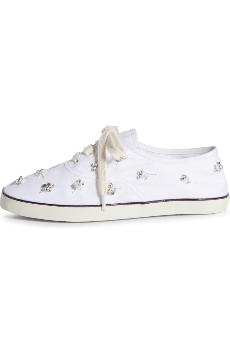 Miu Miu Crystal Embellished Low Top Canvas Sneaker, Alternate, color,