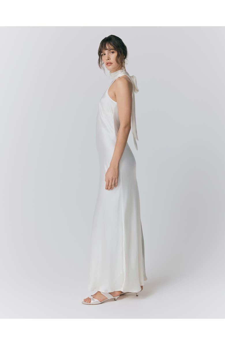 Ghost London Amaia Halter Neck Satin Maxi Dress, Alternate, color, Ivory