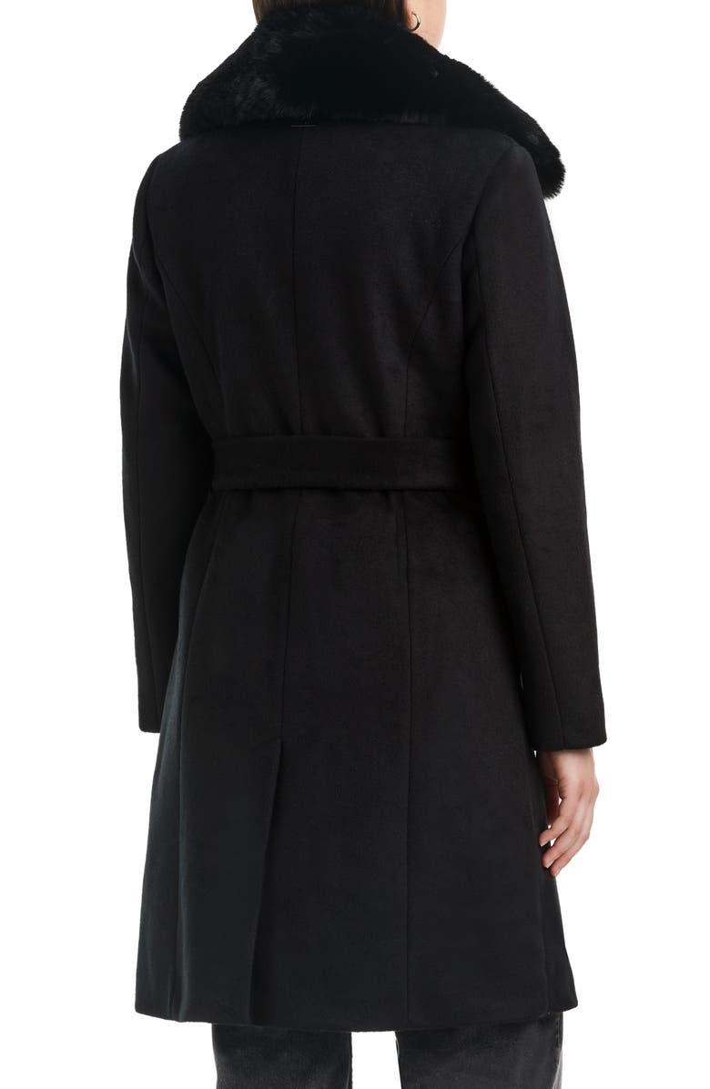 Vince Camuto Double Breasted Coat with Removable Faux Fur Collar, Alternate, color, 