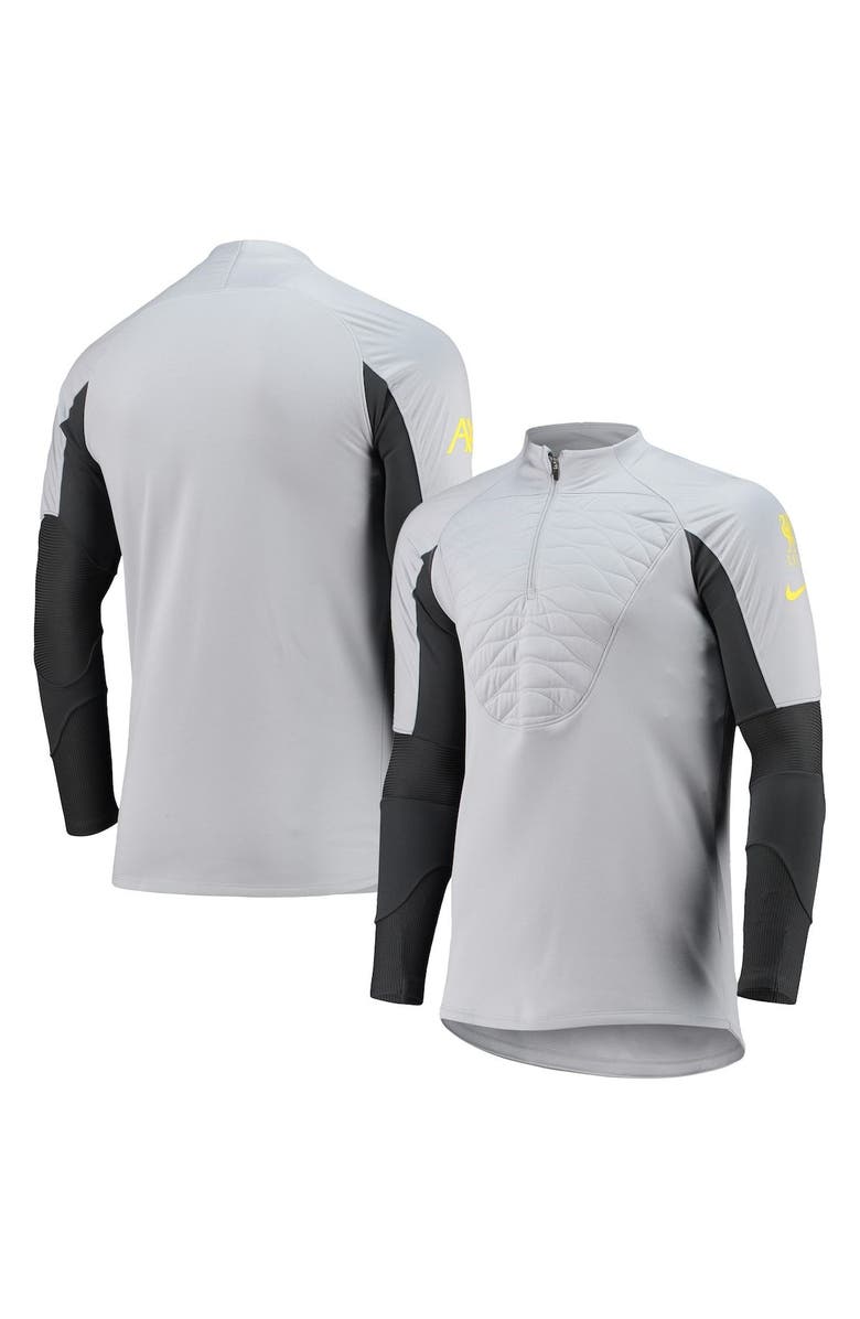 Nike Men's Nike Gray Liverpool 2021/22 Strike Drill Performance Raglan Quarter-Zip Top, Main, color,