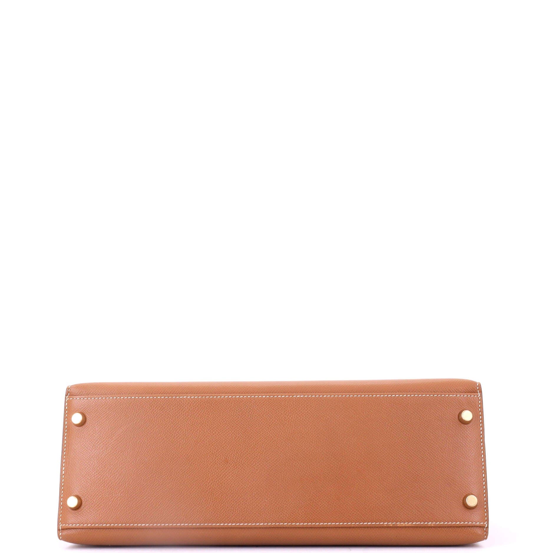 Pre-Owned Hermes Kelly Handbag Brown Courchevel with Gold Hardware 32, Alternate, color, 