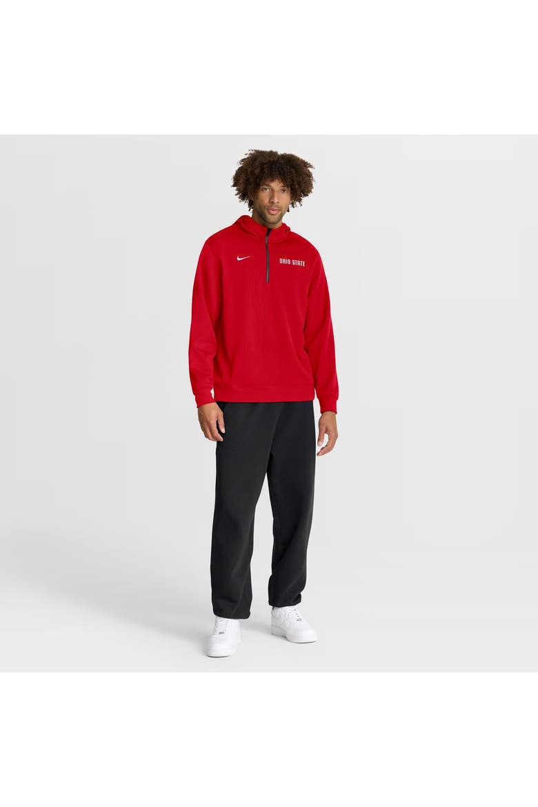 Men's Nike Scarlet Ohio State Buckeyes Coaches Premium Dri-FIT Quarter-Zip Hoodie, Alternate, color, Scarlet