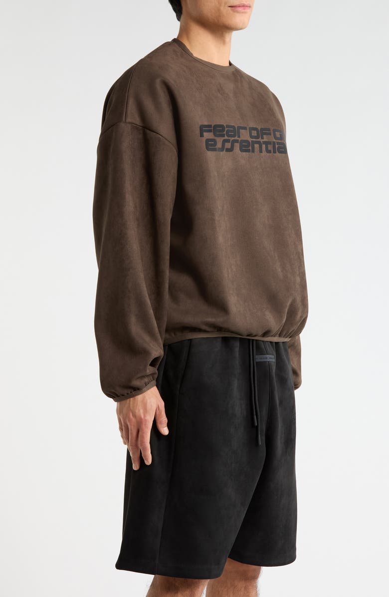 Fear of God Essentials Modern Sueded Fleece Logo Graphic Sweatshirt, Alternate, color, Brown