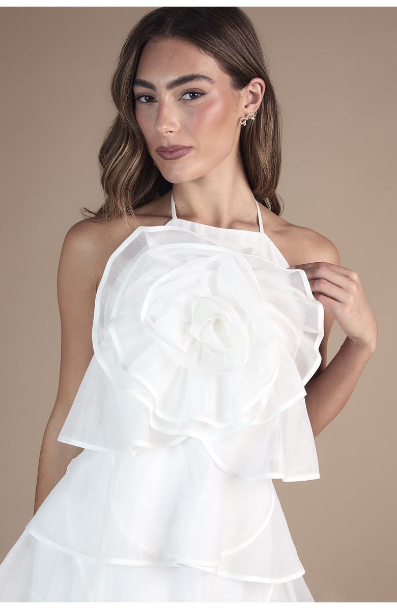 Coast Corsage Halter Bridal Mini Dress, Alternate, color, Ivory