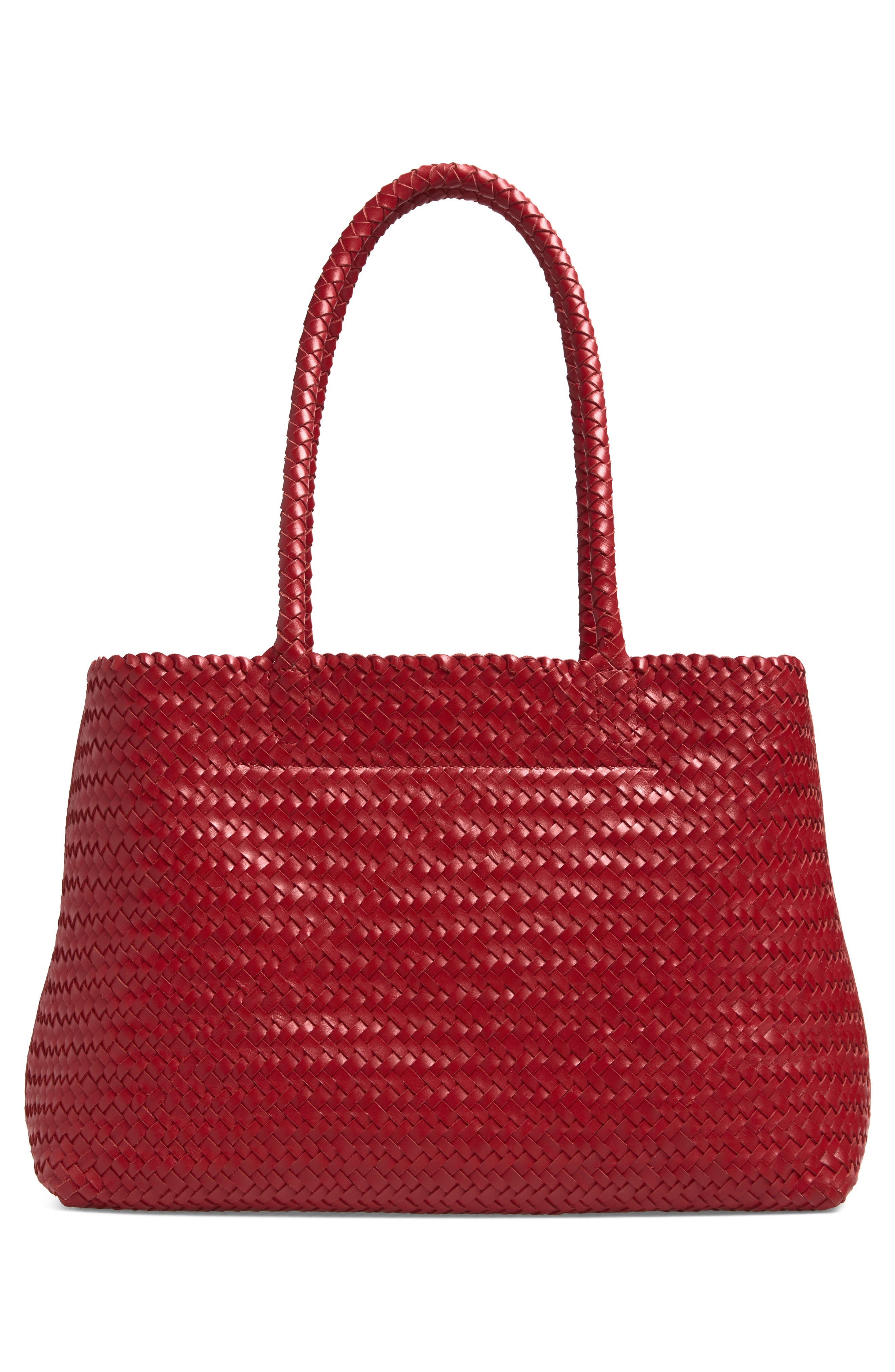 Handwoven Leather Tote, Alternate, color, SCARLET