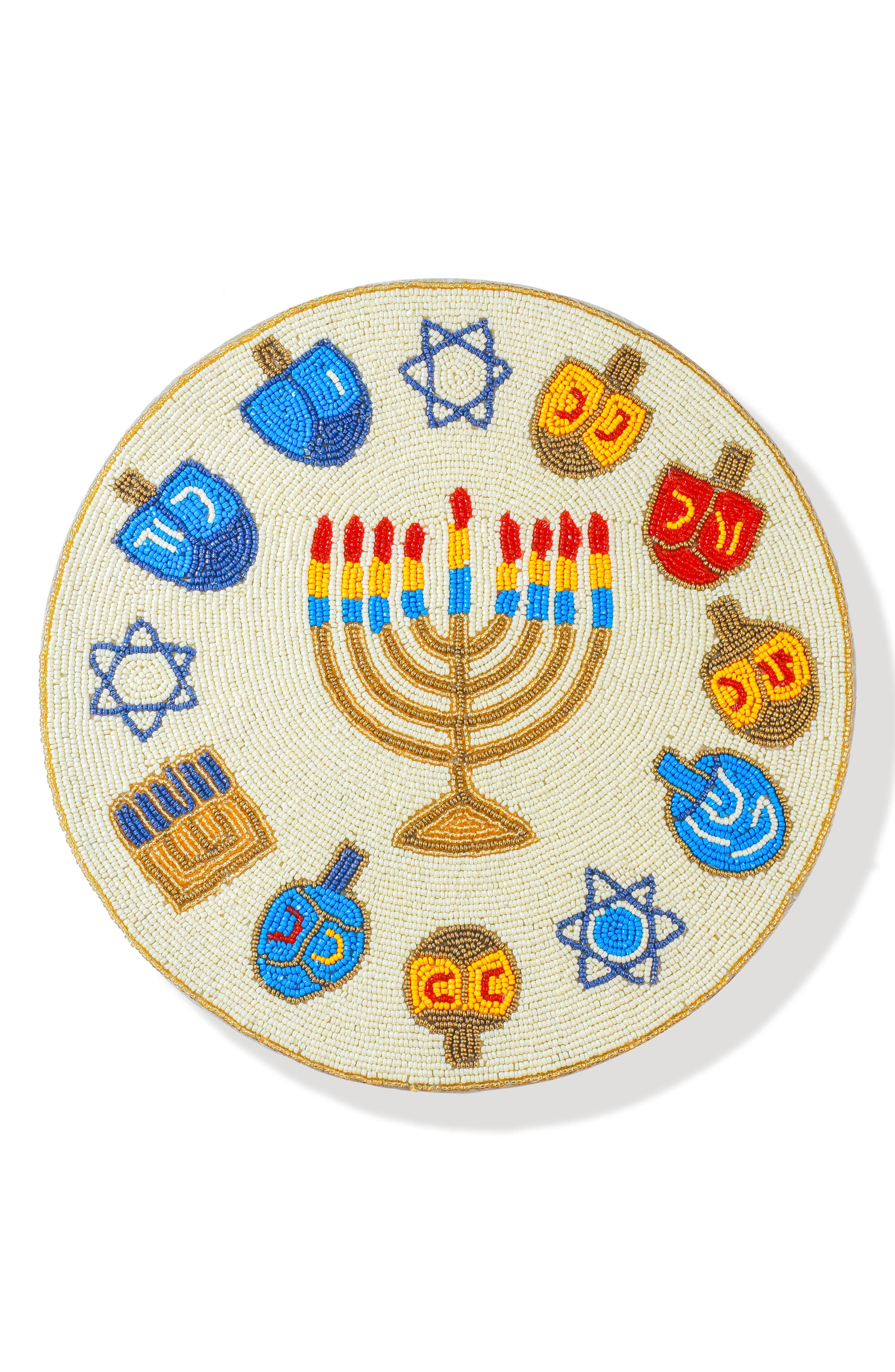 Tiramisu The Holiday Joy Beaded Menorah Placemat