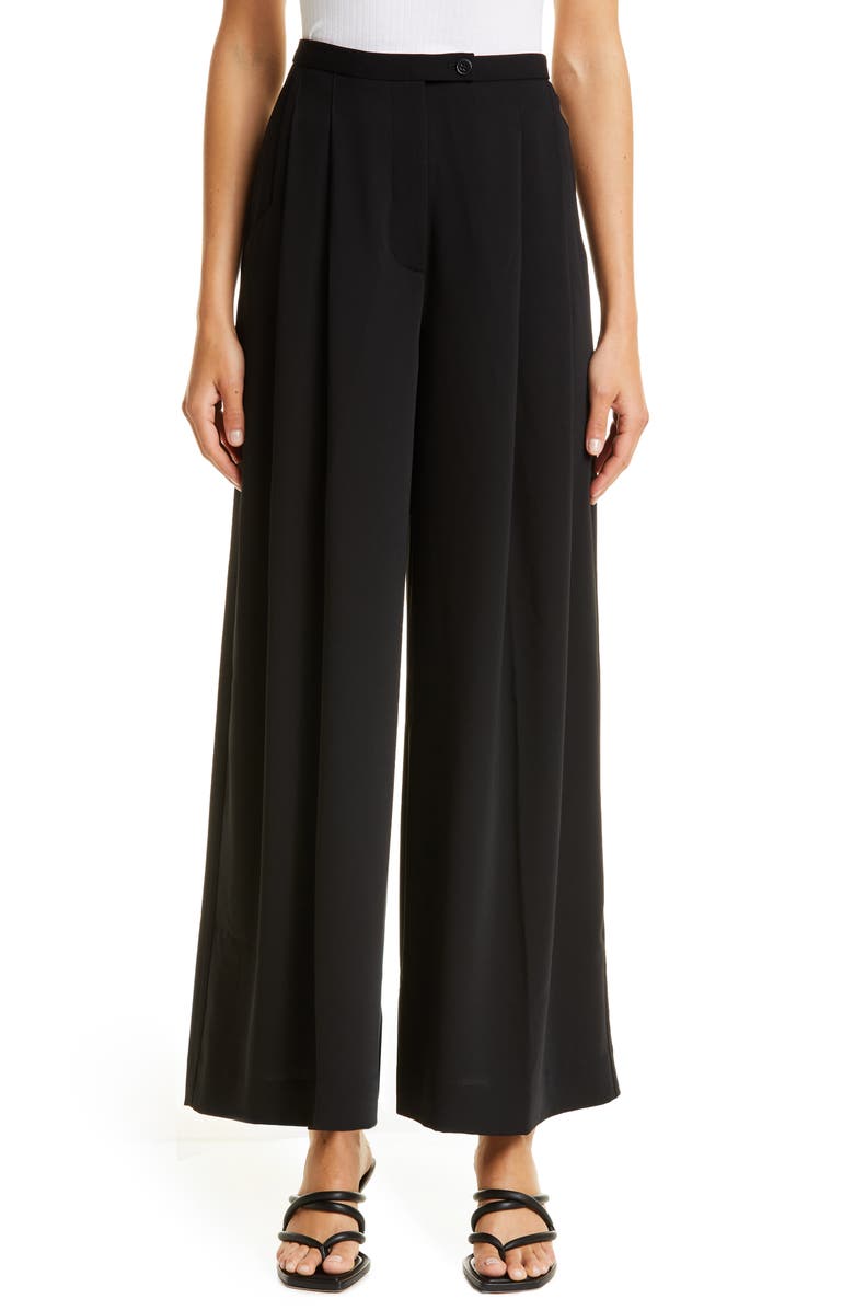 Club Monaco High Waist Wide Leg Crepe Trousers, Main, color, 