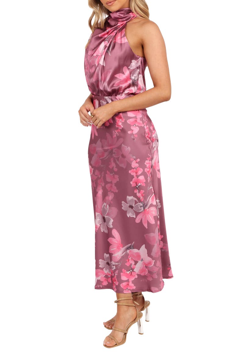 Anabelle Floral Satin Midi Dress, Alternate, color, DARK ROSE FLORAL