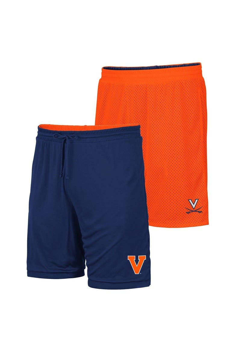 Men's Colosseum Orange/Navy Virginia Cavaliers Wiggum Reversible Logo Shorts, Main, color, Orange