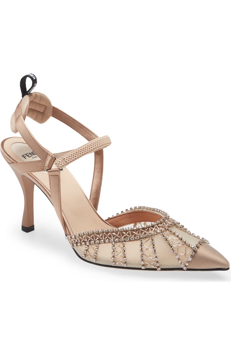 Fendi Colibri Crystal Embellished Slingback Pump, Main, color,