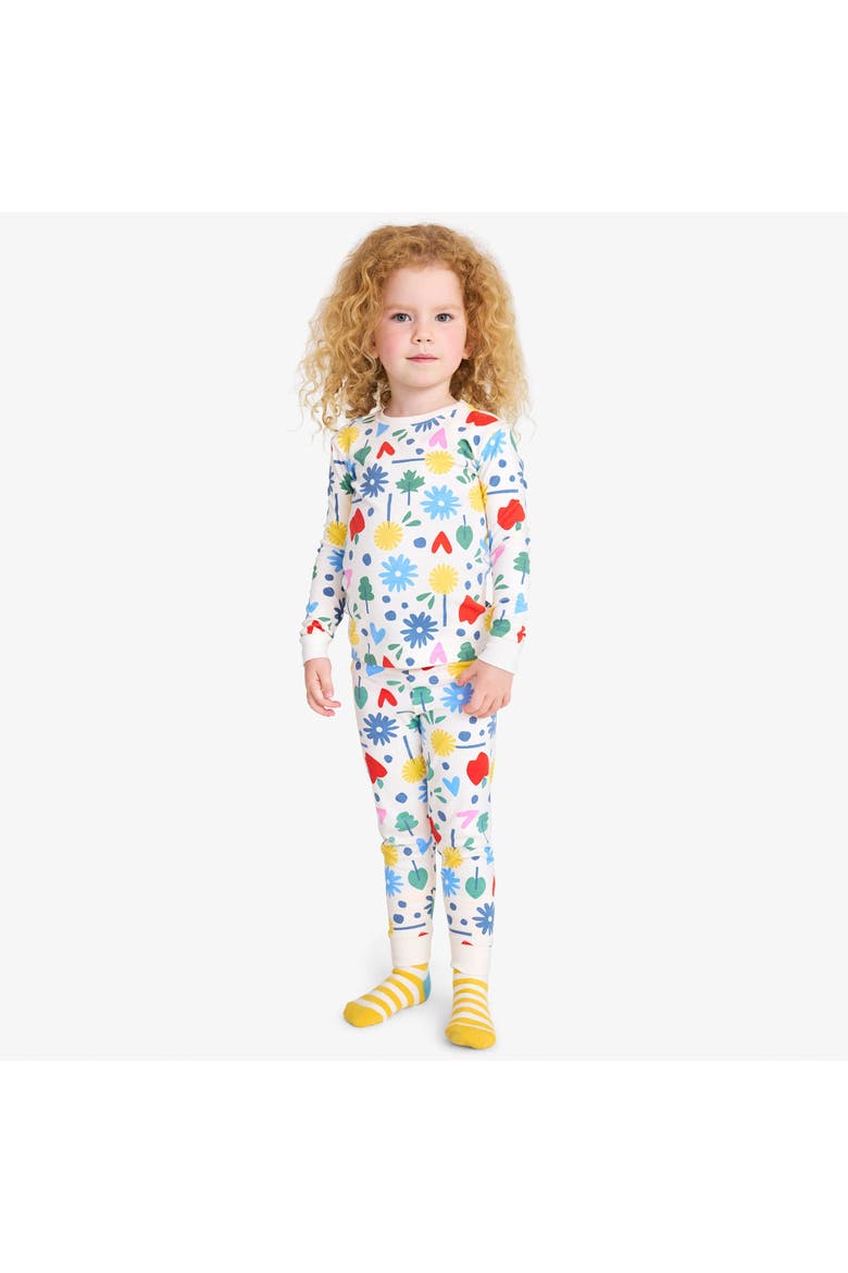 Kids Organic Pj Pant In Rainbow Garden Prints, Alternate, color, Oat Fall Garden Party