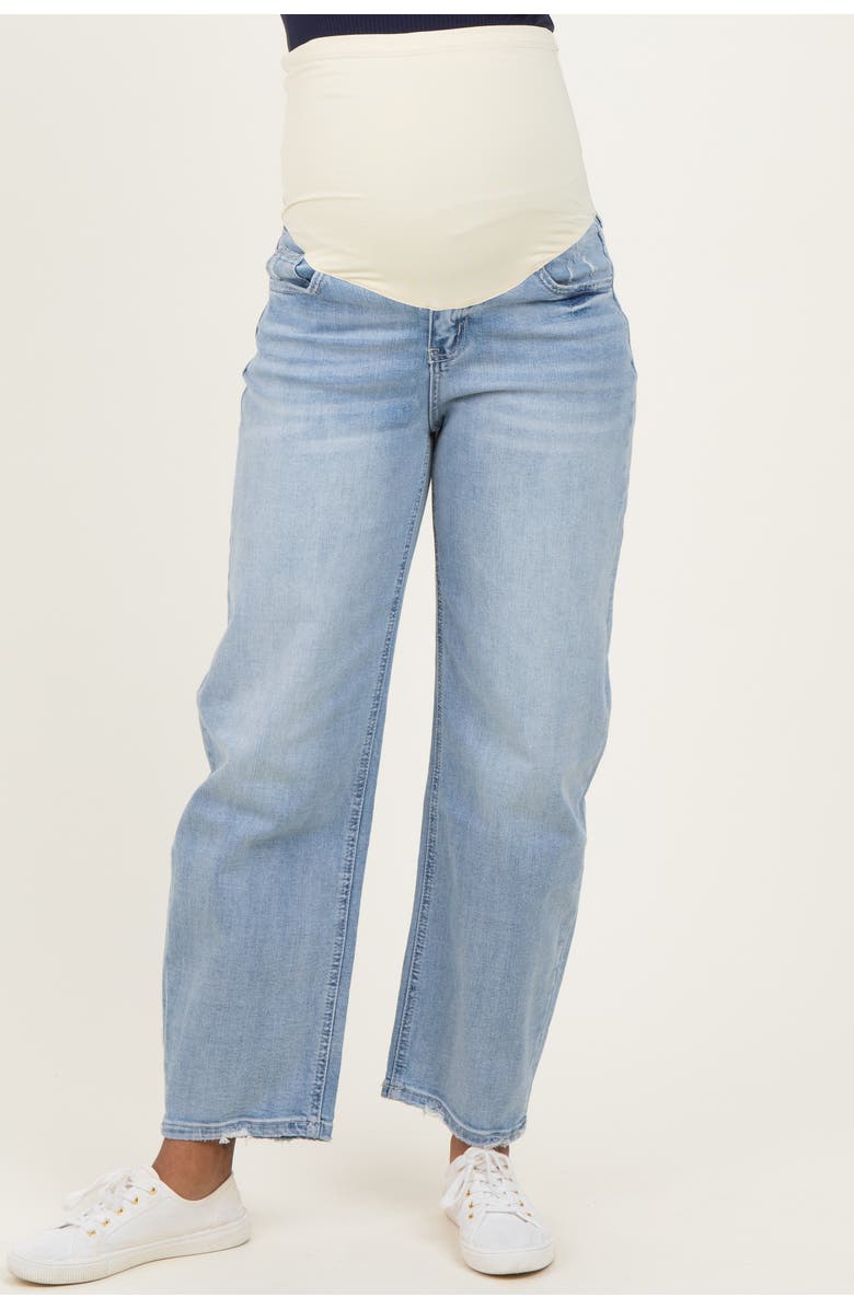 PinkBlush Distressed Barrel Leg Maternity Jeans, Main, color, Light Blue