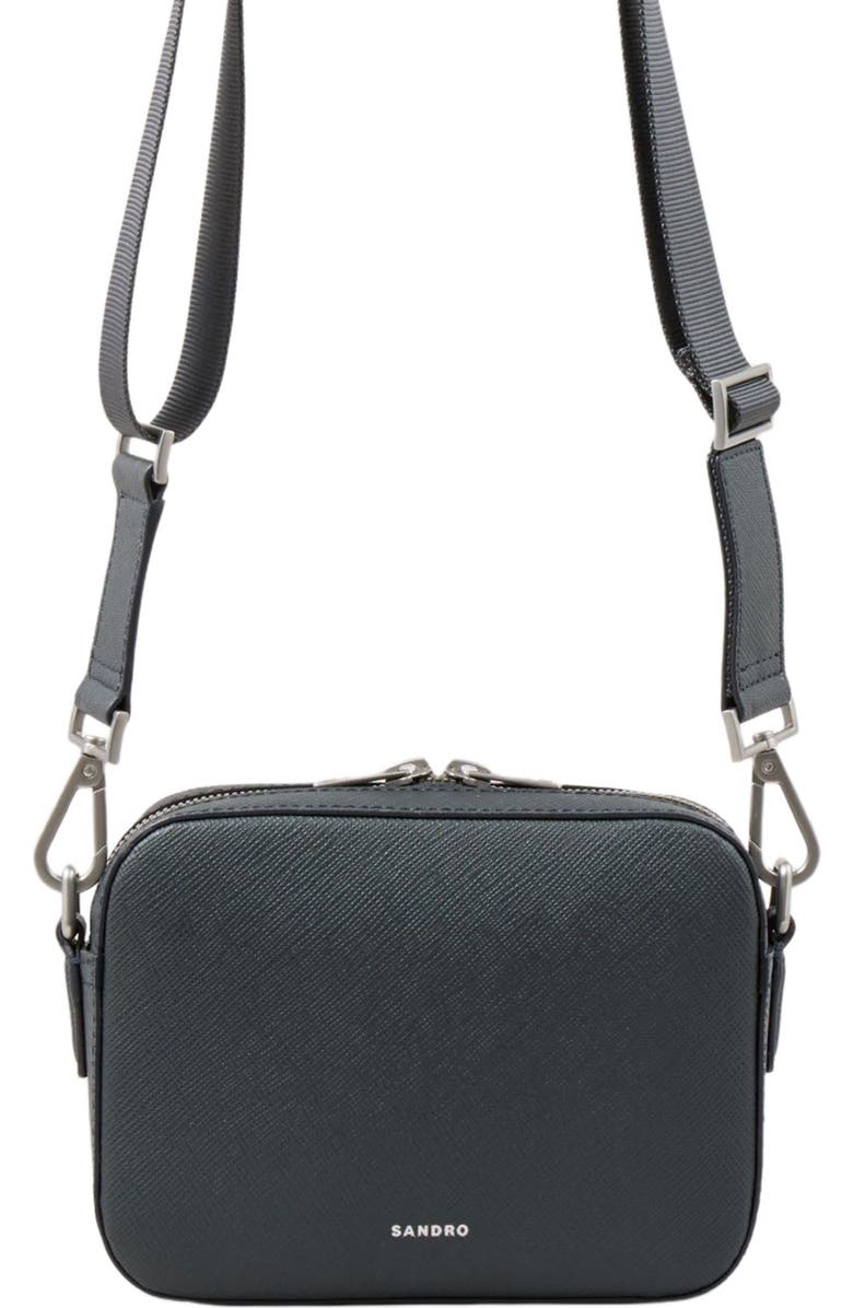 SANDRO Small reconstituted leather bag, Alternate, color, Steel