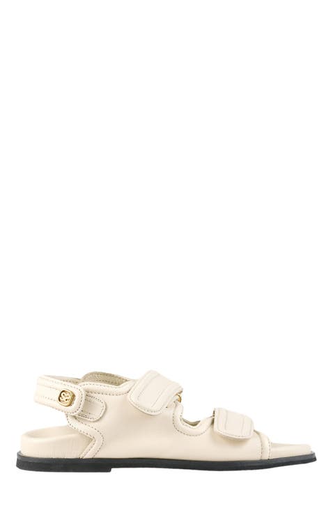 Plain leather lambskin sandals