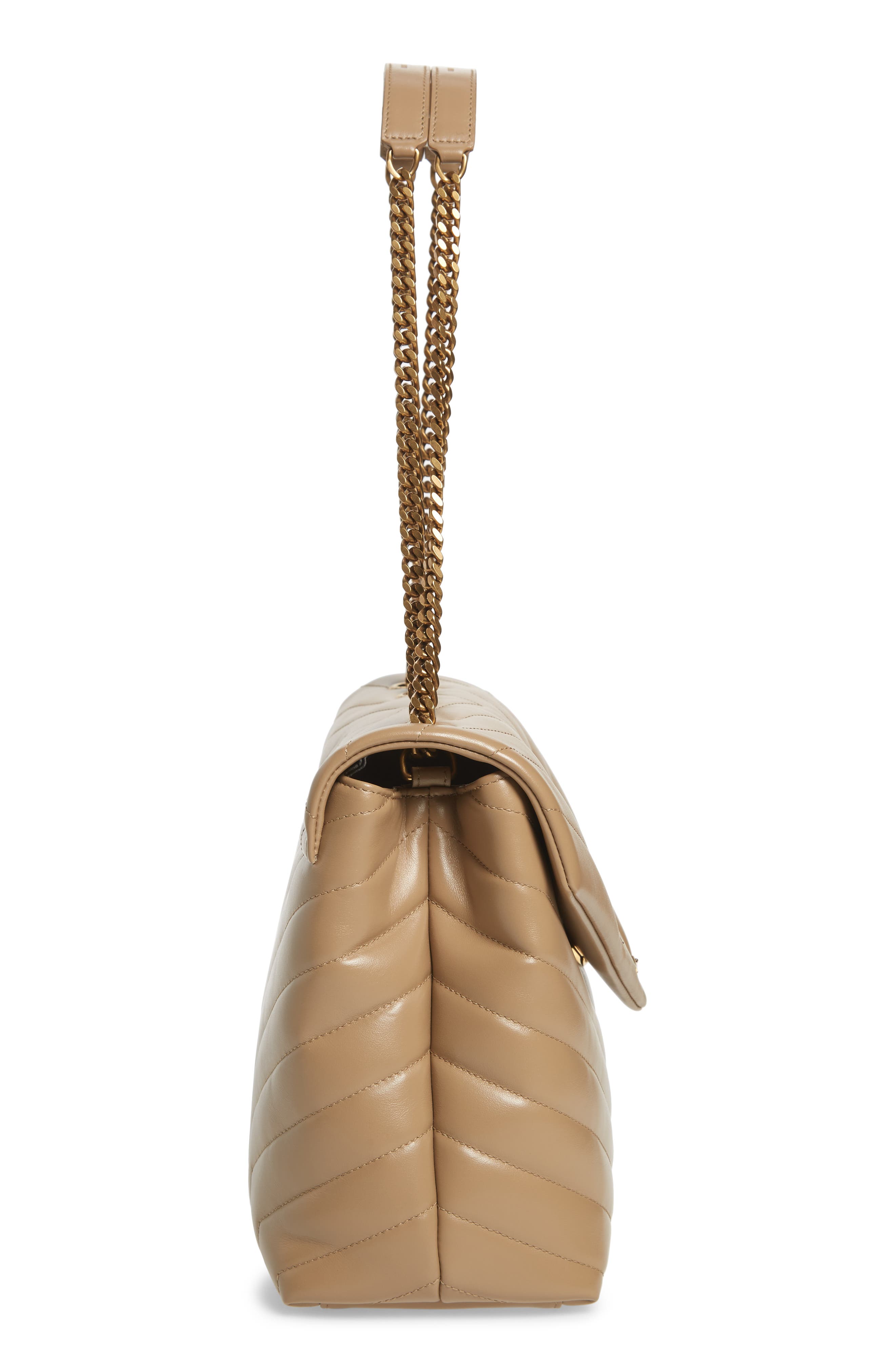 Medium Loulou Matelassé Leather Shoulder Bag, Alternate, color, LATTE