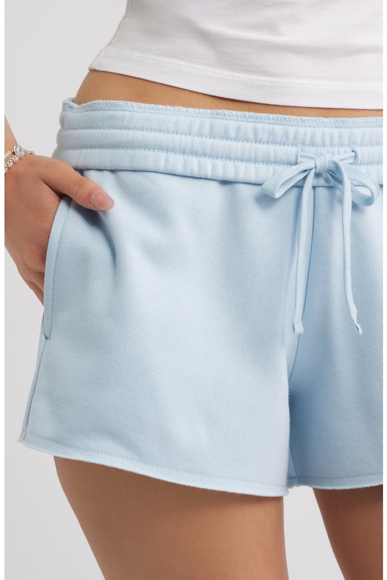 Foldover Fleece Mini Sweat Shorts, Alternate, color, BLUE SKYRIDE