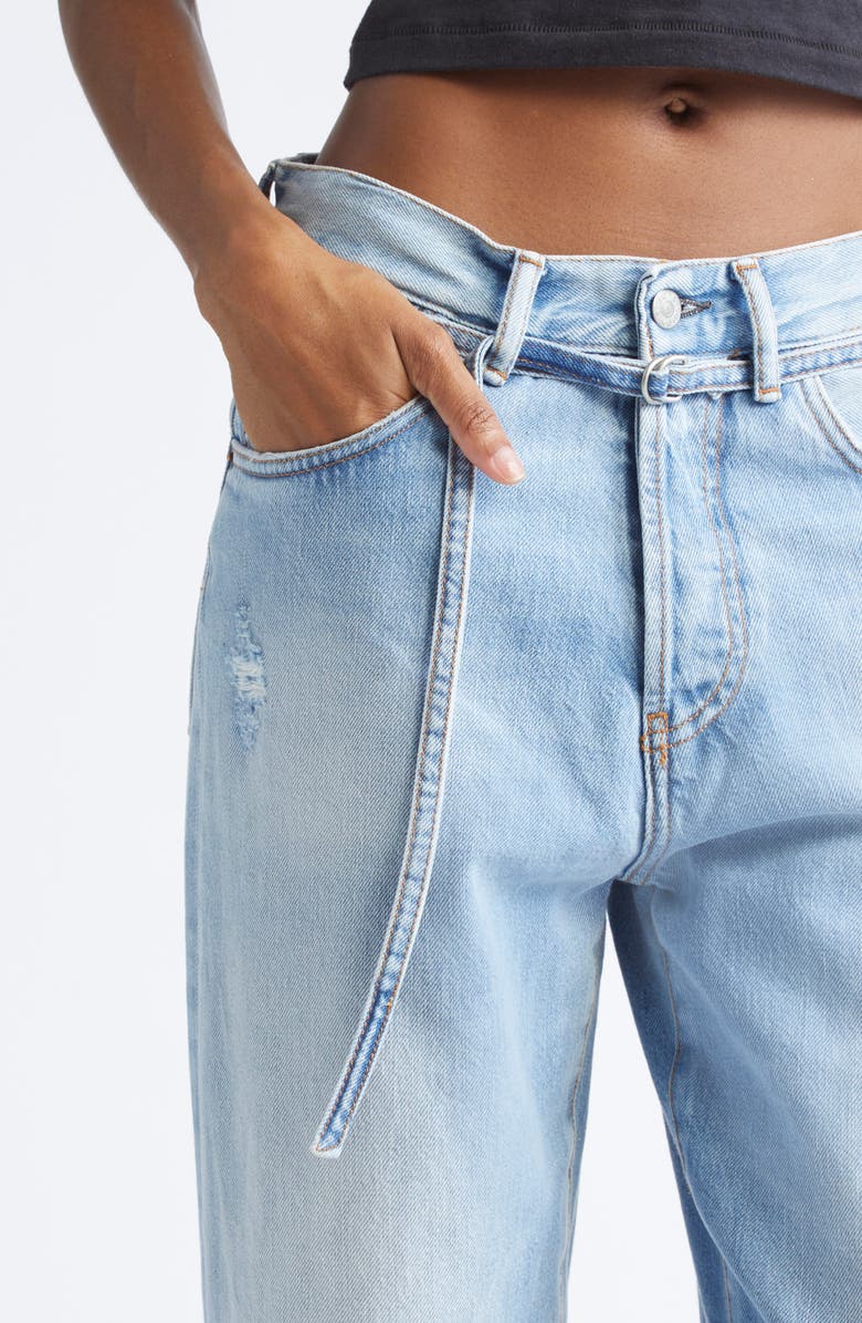 Acne Studios 1991 Toj Distressed High Waist Loose Fit Jeans, Alternate, color, Light Blue