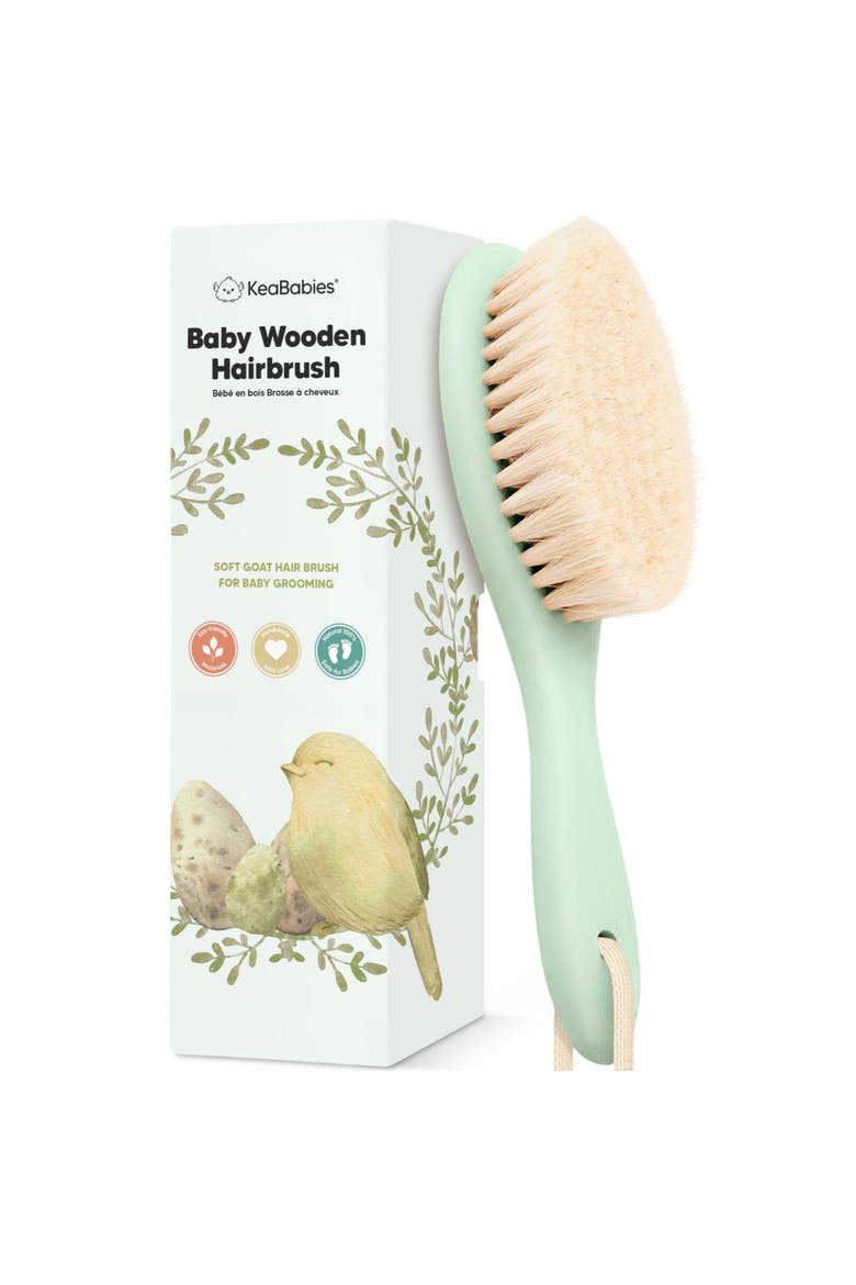Baby Wooden Hairbrush, Main, color, Sage