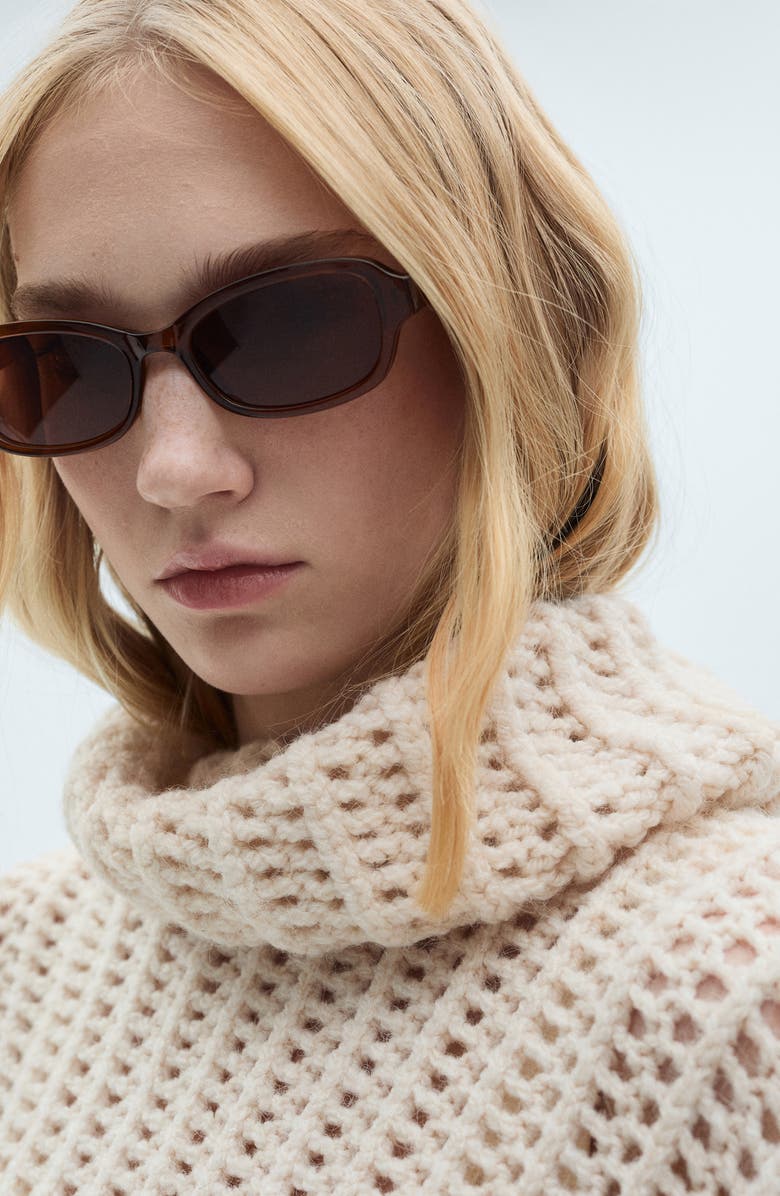 MANGO Openwork Turtleneck Sweater, Alternate, color,