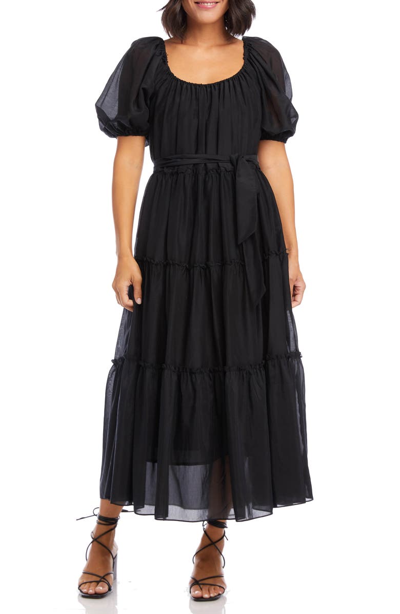 Karen Kane Puff Sleeve Tiered Maxi Dress, Main, color,