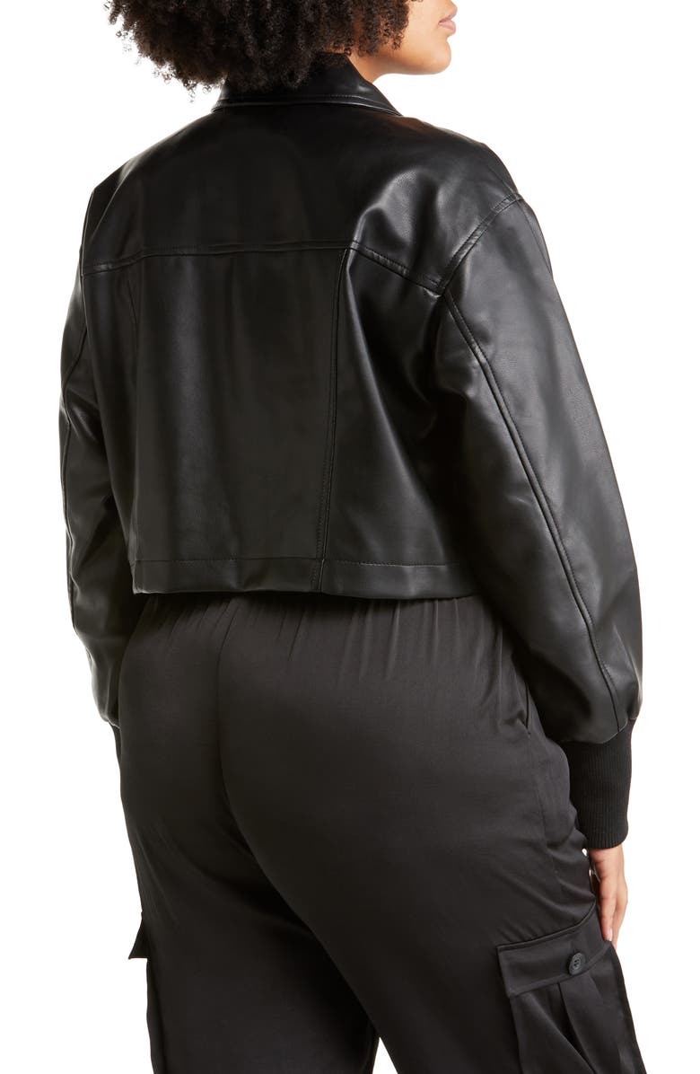 Open Edit Crop Faux Leather Jacket, Alternate, color, 