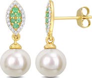 Julianna B. Pearl Gemstone & Diamond Earrings 14k