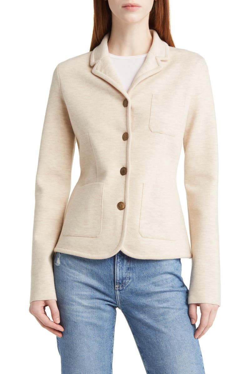 rag & bone Abigail Merino Wool Blend Blazer, Alternate, color, Oatmeal