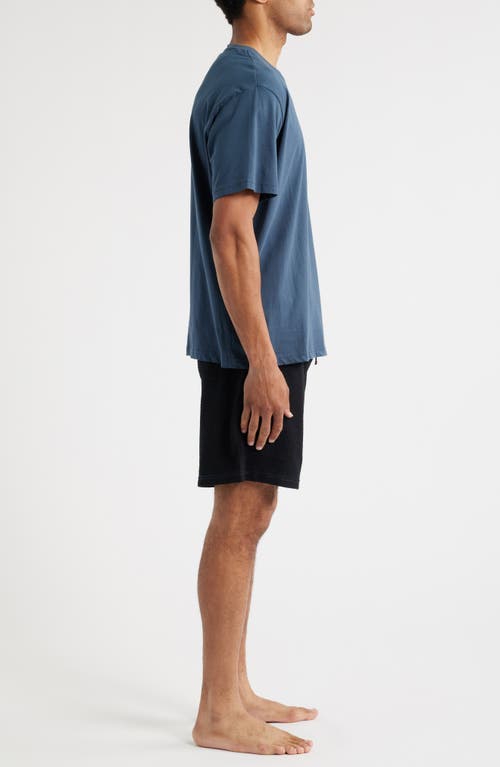 Majestic International Cotton Blend Pajama T-shirt & Waffle Shorts Set In Black