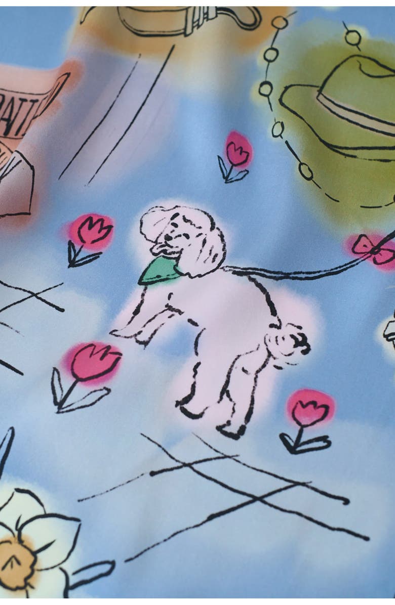 Lost Pattern NYC in Sketches Silk Bandana, Alternate, color, Blue