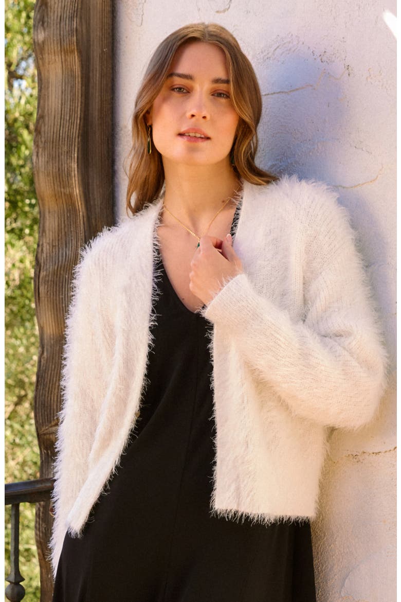 Open Front Fuzzy Knit Cardigan, Alternate, color, CREAM