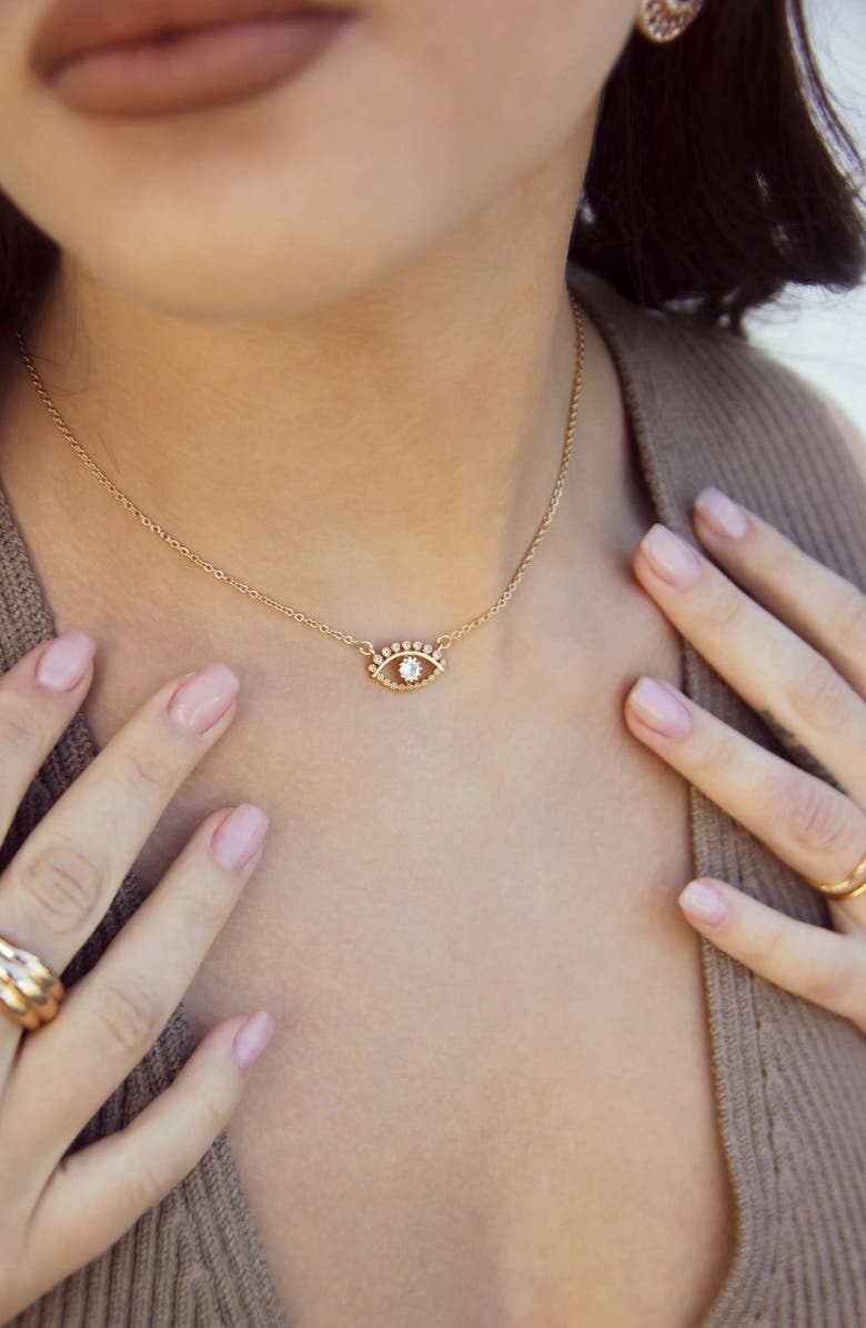 Ettika Evil Eye Pendant Necklace, Alternate, color, Gold