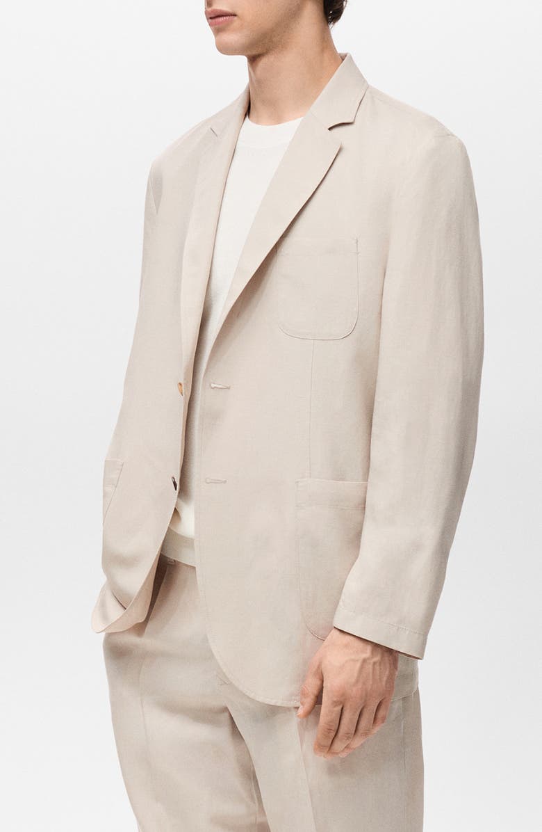MANGO Slim Fit Lyocell & Linen Suit Jacket, Alternate, color, Ecru