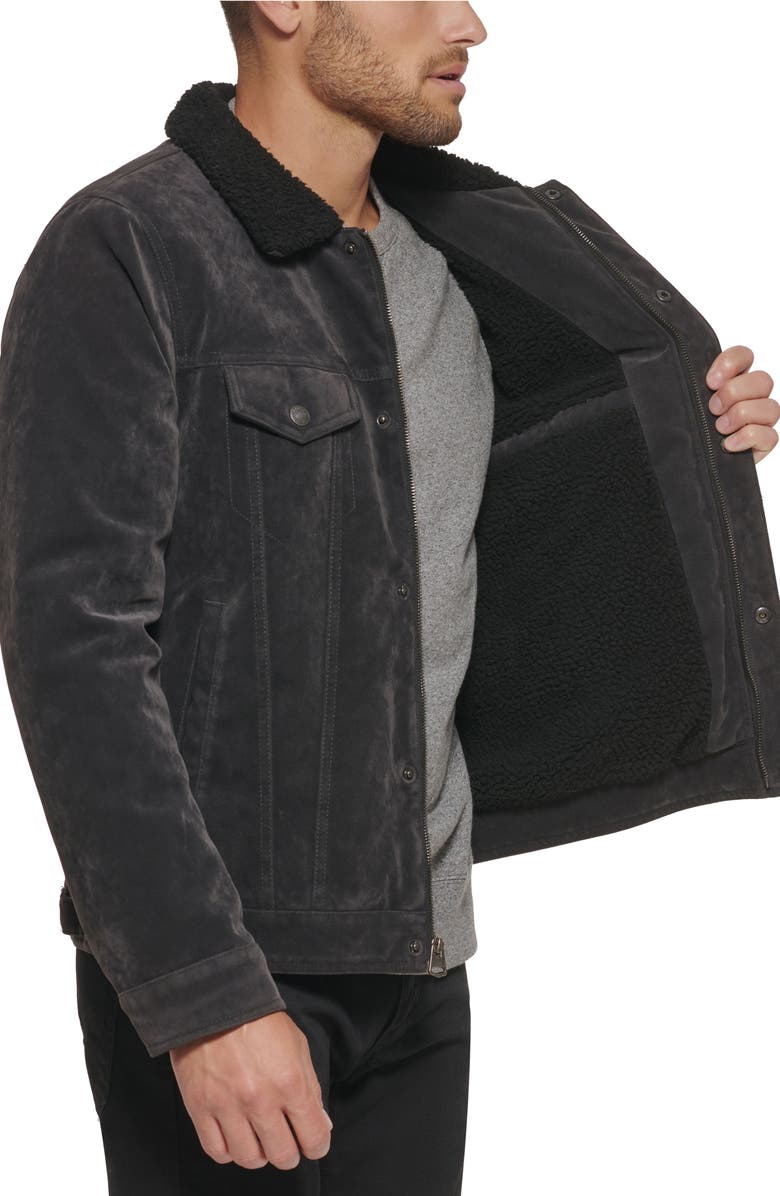 Levi's<sup>®</sup> Faux Suede & Faux Shearling Lined Trucker Jacket, Alternate, color,