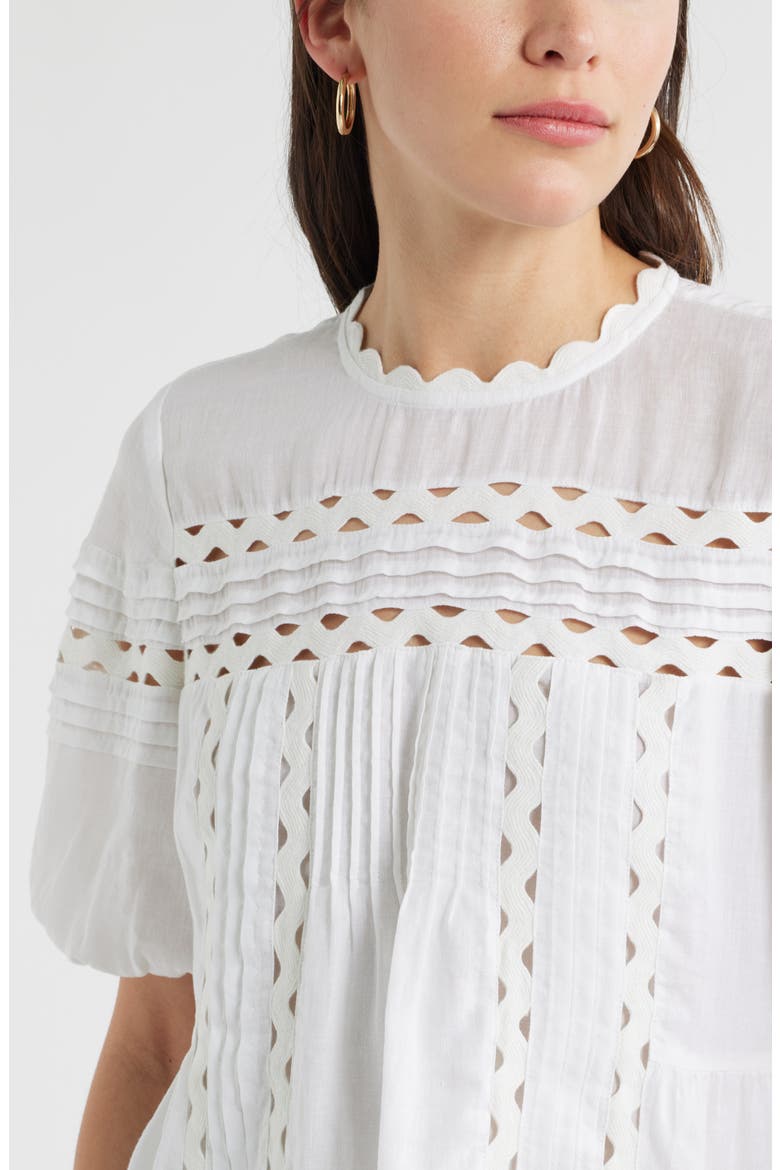 Rickrack Trim Popover Top, Alternate, color, WHITE