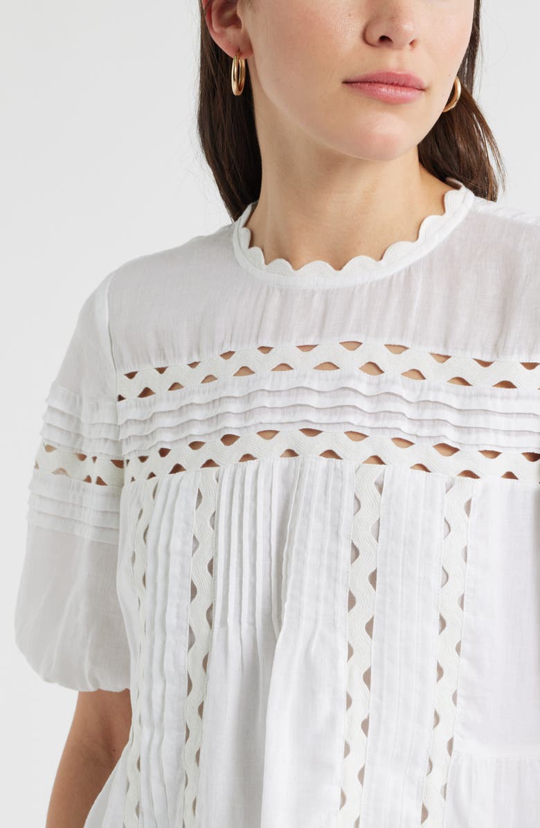 Caslon<sup>®</sup> Rickrack Trim Popover Top, Alternate, color, White
