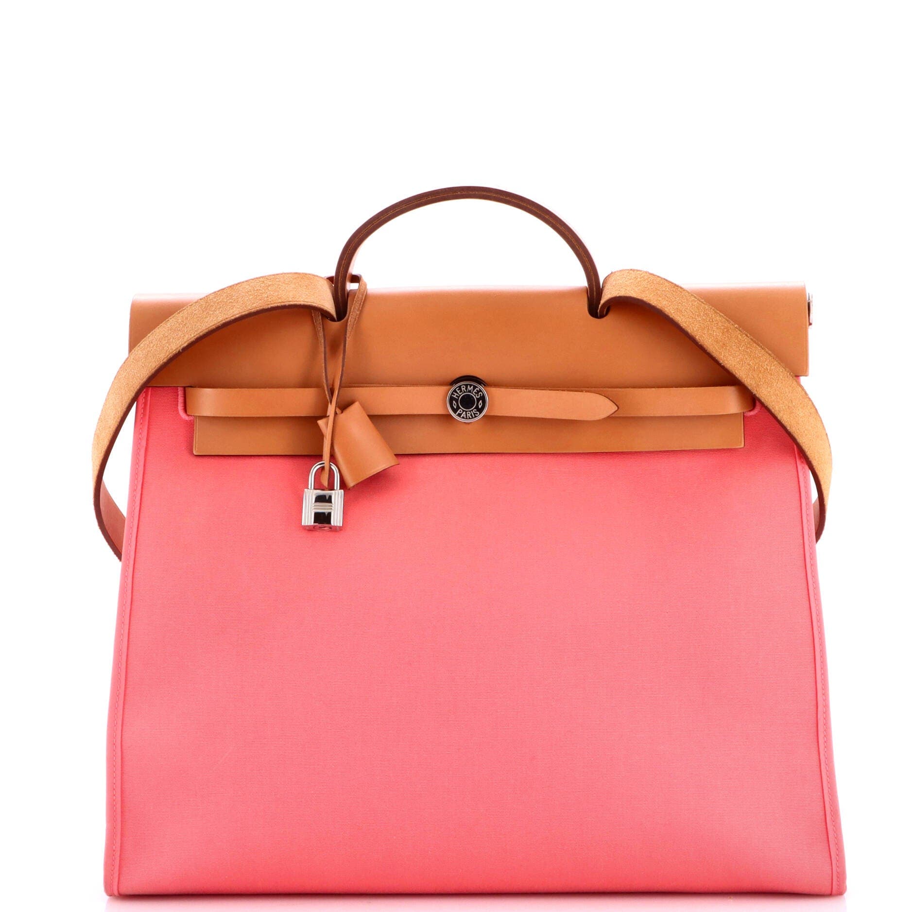 Herbag Zip Leather and Toile 39, Main, color, Pink