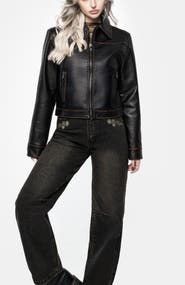 Disturbia Ermania Crop Faux Leather Jacket