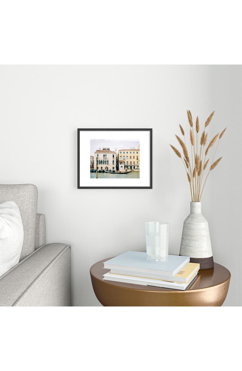 Deny Designs Gondola in the Canals of Venice Framed Art Prin, Alternate, color, Black Tones
