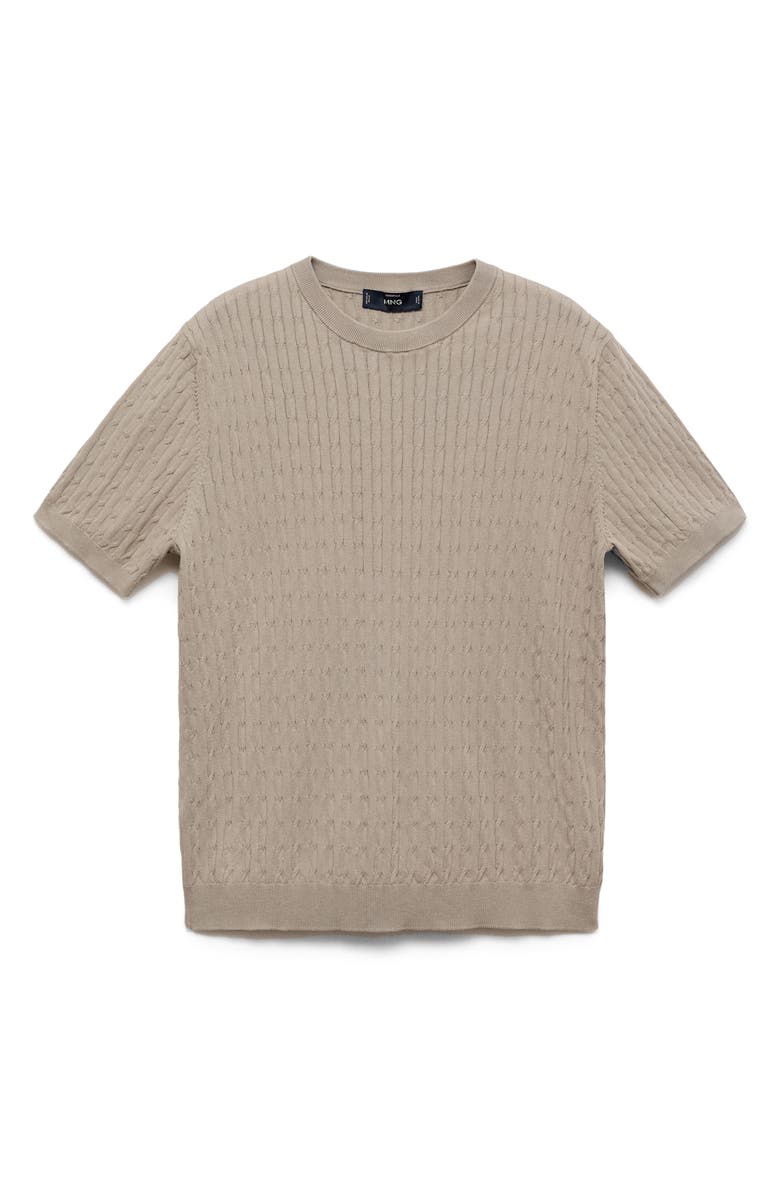 MANGO Cable Knit Cotton T-Shirt, Alternate, color, 