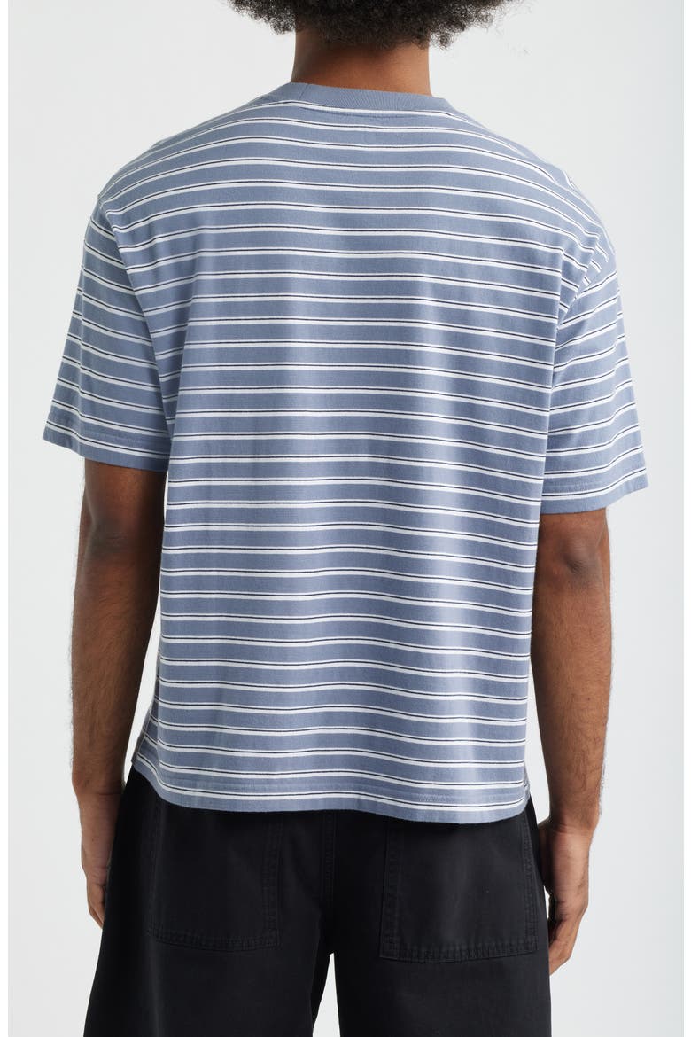 Boxy Stripe Cotton Pocket T-Shirt, Alternate, color, GREY- NAVY IRIS STRIPE
